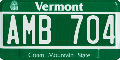 VT license plate AMB704