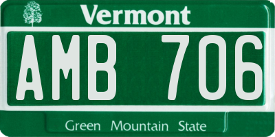 VT license plate AMB706