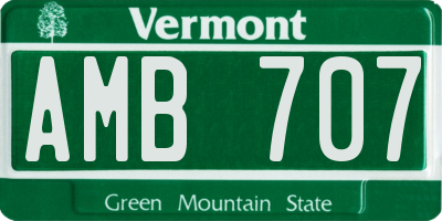 VT license plate AMB707