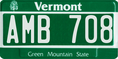 VT license plate AMB708
