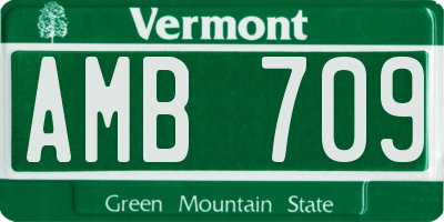 VT license plate AMB709