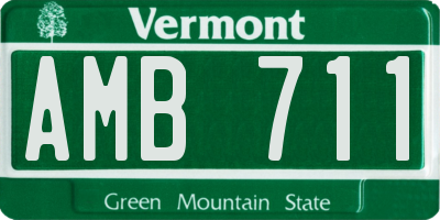 VT license plate AMB711