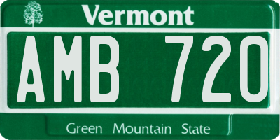 VT license plate AMB720