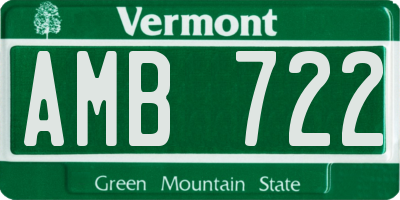 VT license plate AMB722