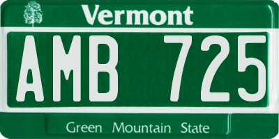 VT license plate AMB725