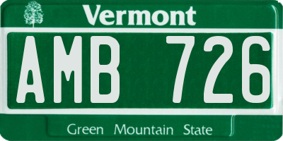 VT license plate AMB726
