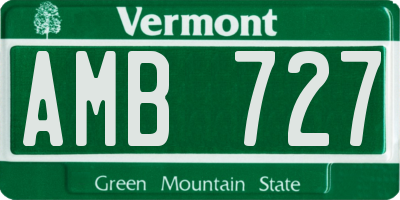 VT license plate AMB727
