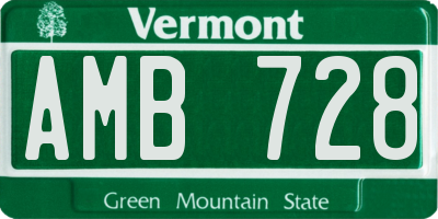 VT license plate AMB728