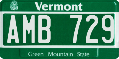 VT license plate AMB729
