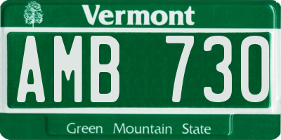 VT license plate AMB730
