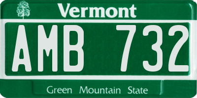 VT license plate AMB732