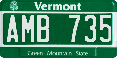 VT license plate AMB735