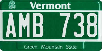 VT license plate AMB738