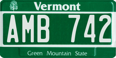 VT license plate AMB742
