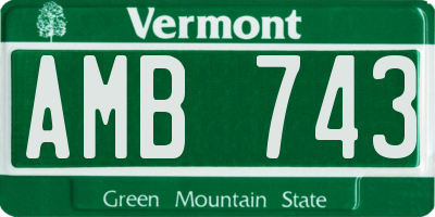 VT license plate AMB743