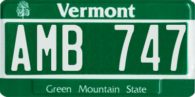 VT license plate AMB747