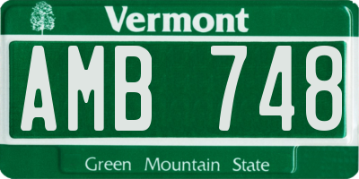VT license plate AMB748