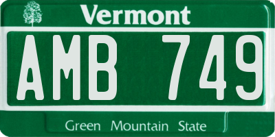 VT license plate AMB749