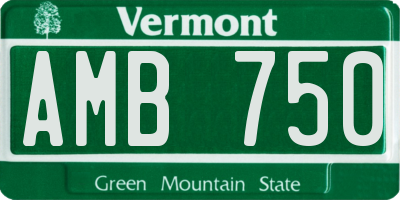 VT license plate AMB750