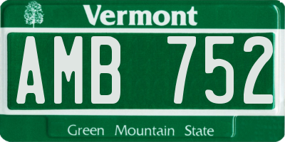 VT license plate AMB752
