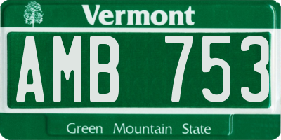 VT license plate AMB753