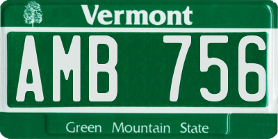 VT license plate AMB756