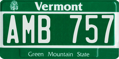 VT license plate AMB757