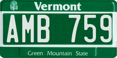 VT license plate AMB759