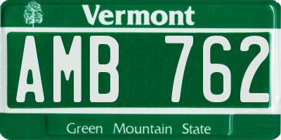 VT license plate AMB762
