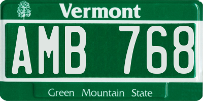 VT license plate AMB768