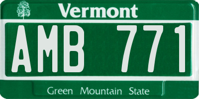 VT license plate AMB771