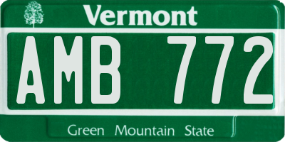 VT license plate AMB772