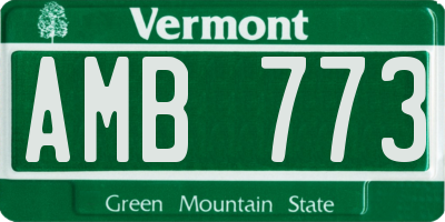 VT license plate AMB773