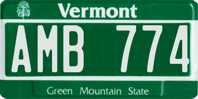 VT license plate AMB774