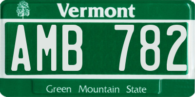VT license plate AMB782