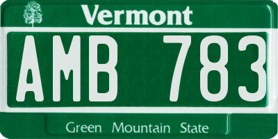 VT license plate AMB783