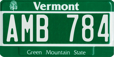VT license plate AMB784
