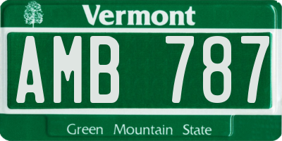 VT license plate AMB787