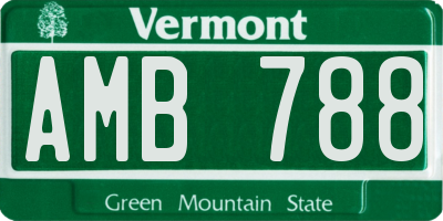 VT license plate AMB788