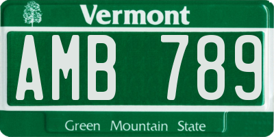 VT license plate AMB789