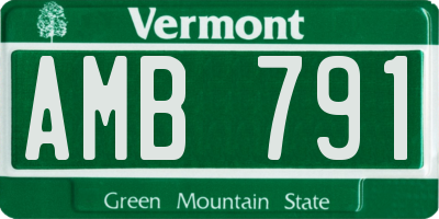 VT license plate AMB791