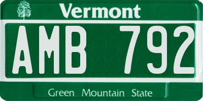 VT license plate AMB792