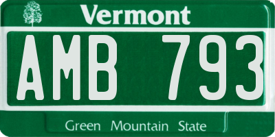 VT license plate AMB793