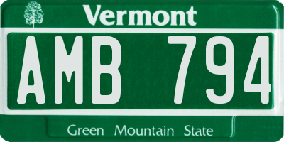 VT license plate AMB794
