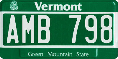VT license plate AMB798