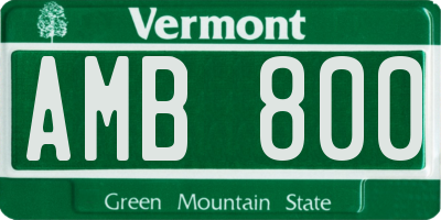 VT license plate AMB800