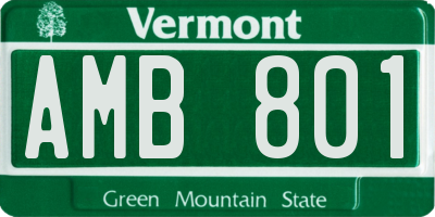 VT license plate AMB801