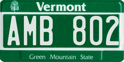VT license plate AMB802