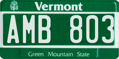VT license plate AMB803