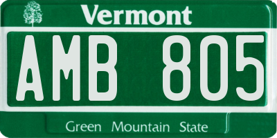 VT license plate AMB805
